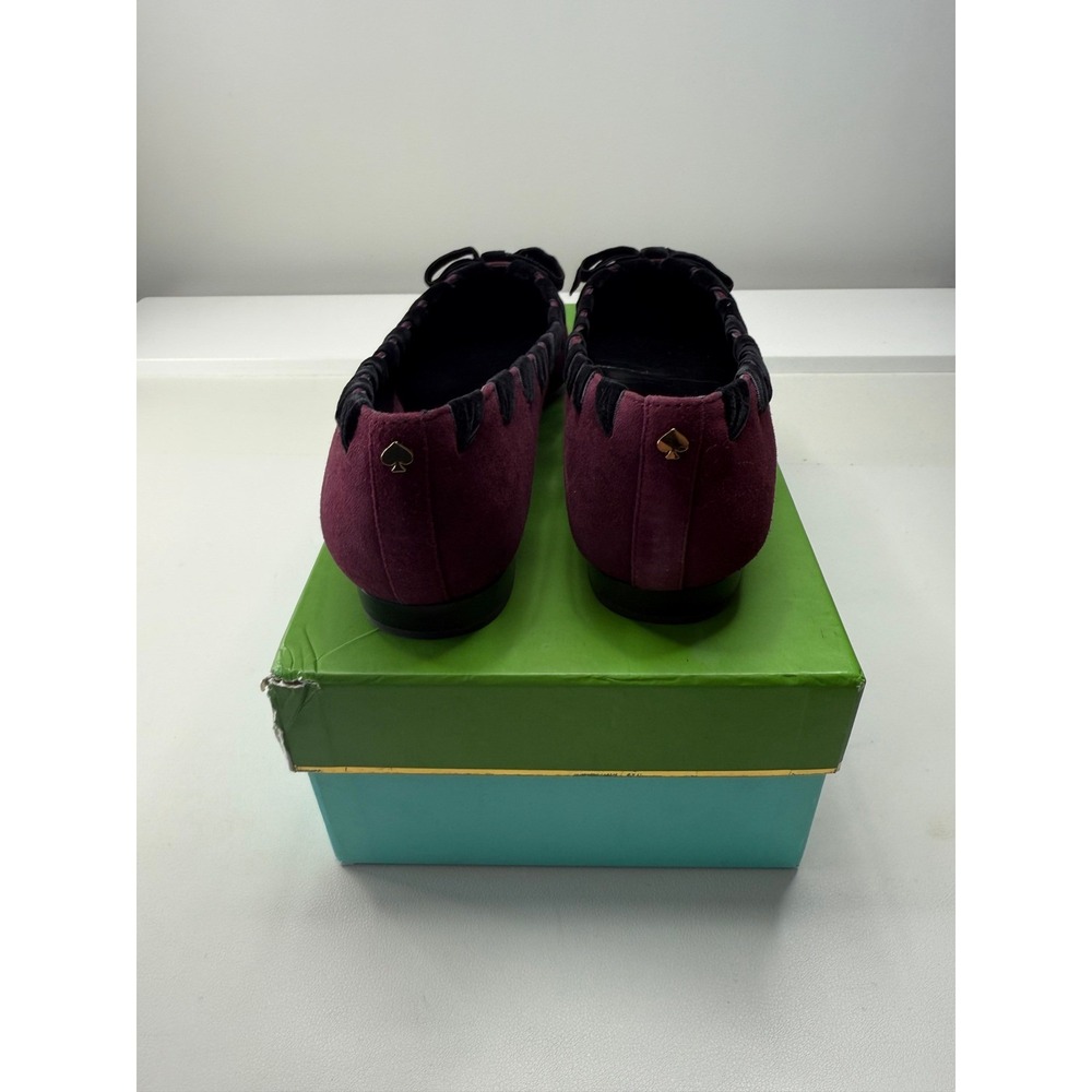 Kate Spade Kalani Deep Cherry Suede Velvet Bow Pointed Toe Shoes 8M Sample - Picture 3 of 7